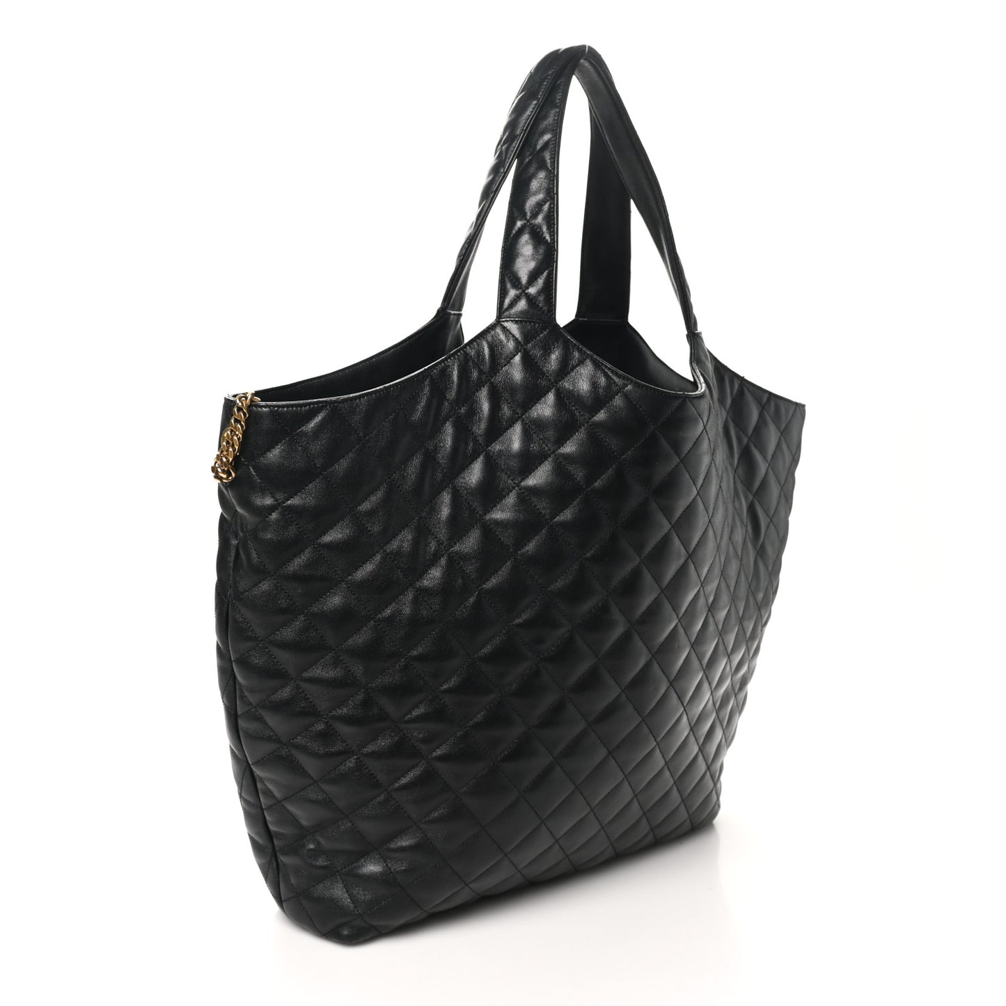 Lambskin Quilted Maxi Icare Shopping Tote Black