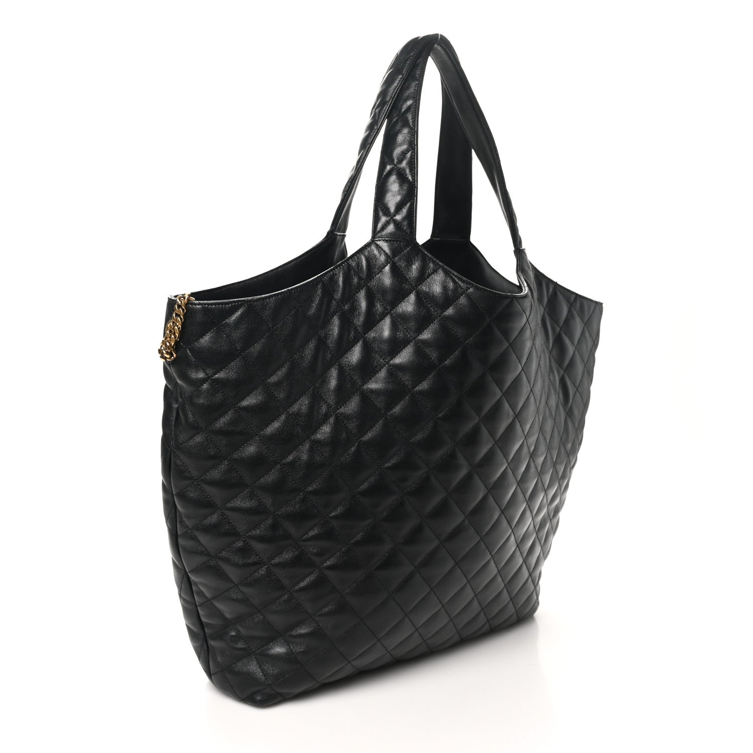 Saint Laurent Lambskin Quilted Maxi Icare Shopping Tote Black 4 of 11