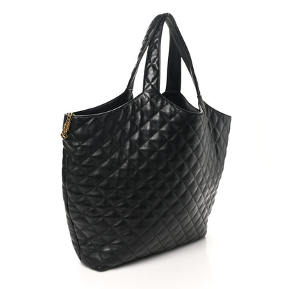 Saint Laurent Lambskin Quilted Maxi Icare Shopping Tote Black 4 of 11