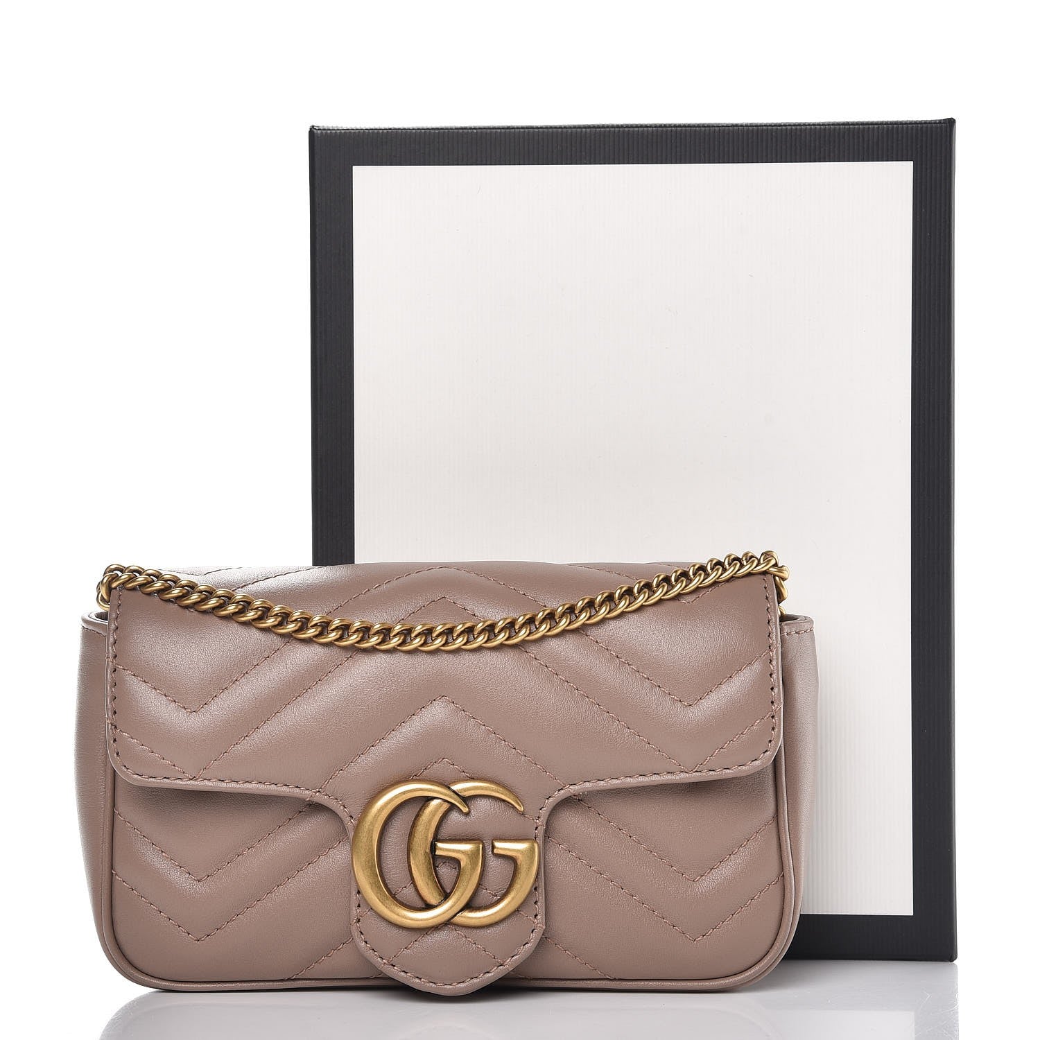 Gucci Calfskin Matelasse Super Mini GG Marmont Shoulder Bag Porcelain Rose 8 of 8