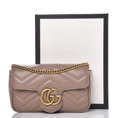 Gucci Calfskin Matelasse Super Mini GG Marmont Shoulder Bag Porcelain Rose 8 of 8