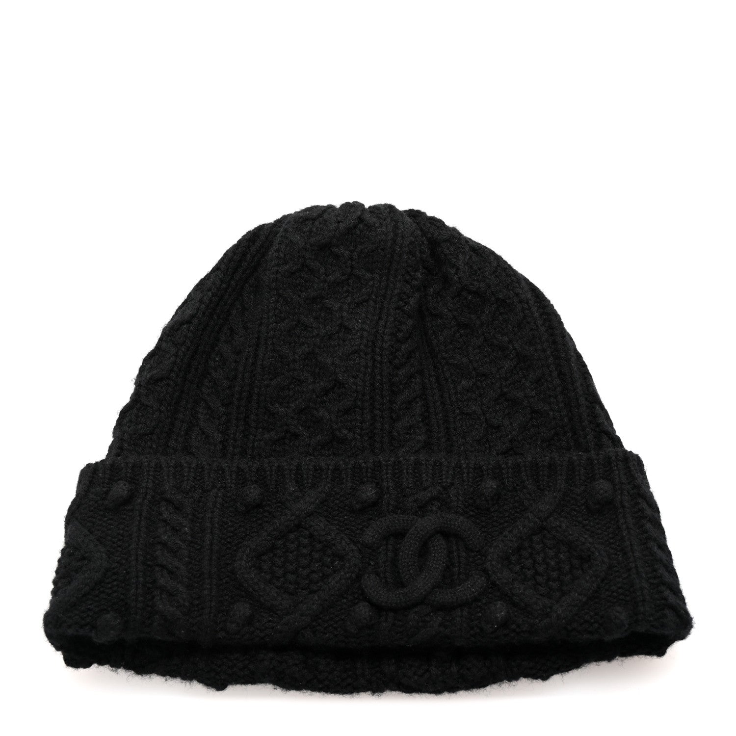 Chanel Cashmere CC Beanie Hat Black 1 of 5