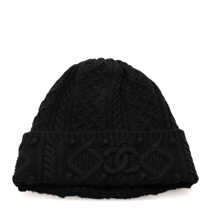 Chanel Cashmere CC Beanie Hat Black 1 of 5