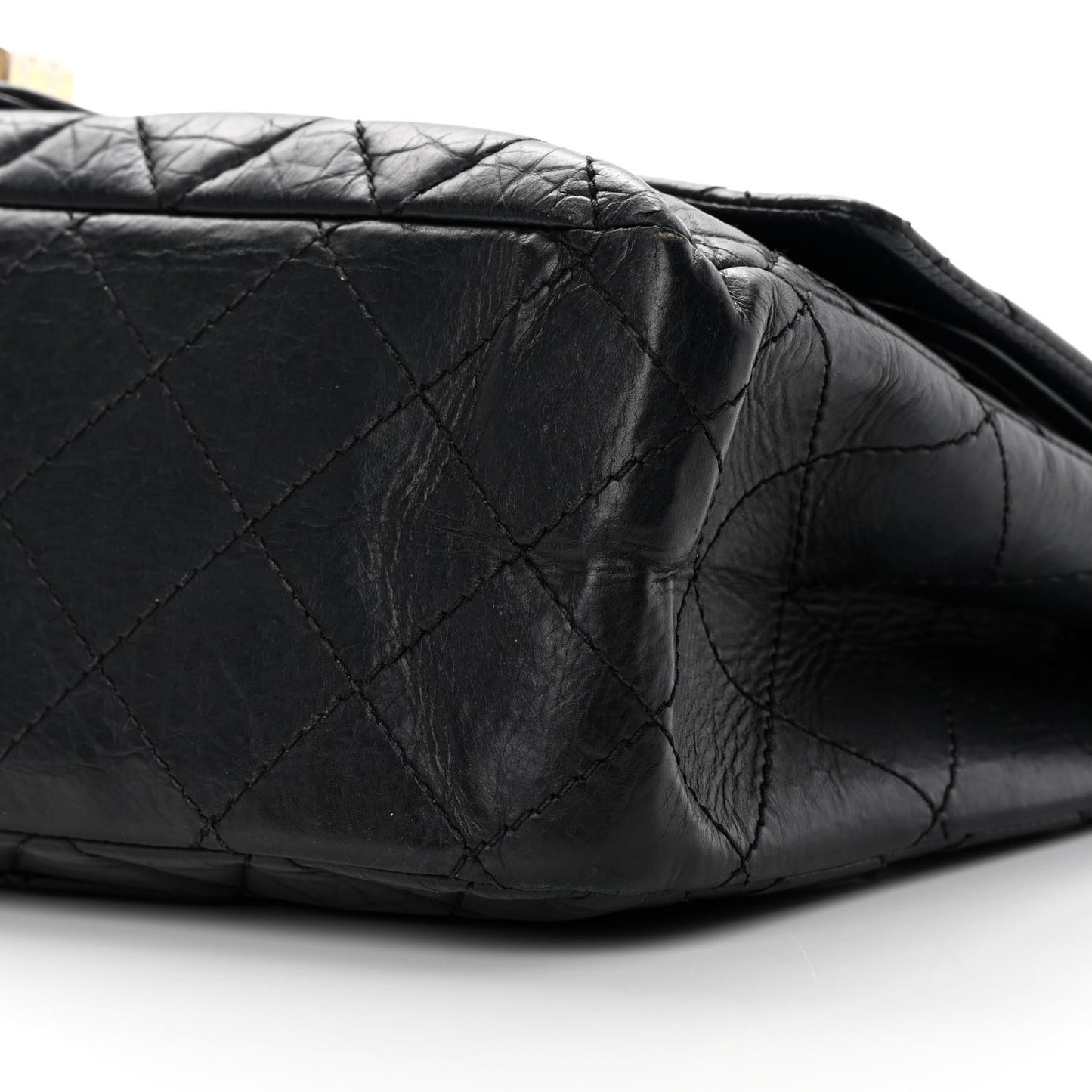 Aged Calfskin Quilted 2.55 Reissue 227 Flap Black