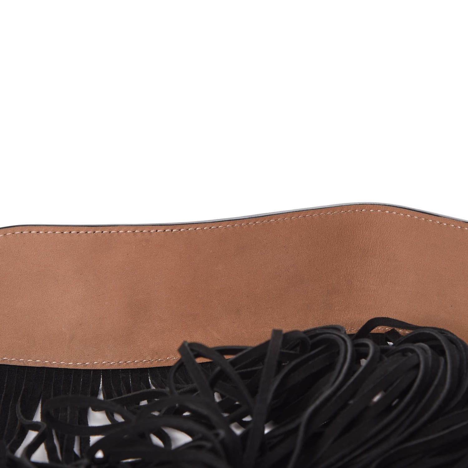 Alaia Suede Fringe Skirt Belt 65 Black 10 of 11