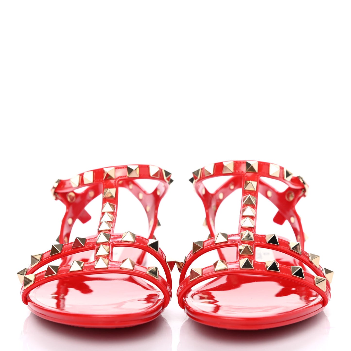 PVC Jelly Rockstud Caged Sandals 35 Rosso Valentino
