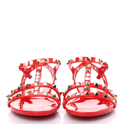Valentino Garavani PVC Jelly Rockstud Caged Sandals 35 Rosso Valentino 2 of 4