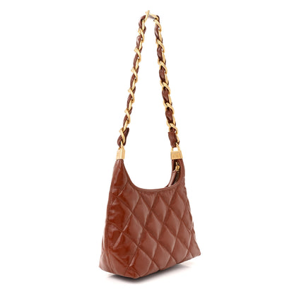 Chanel Shiny Crumpled Lambskin Quilted Small CC Funky Town Hobo Brown 3 of 12