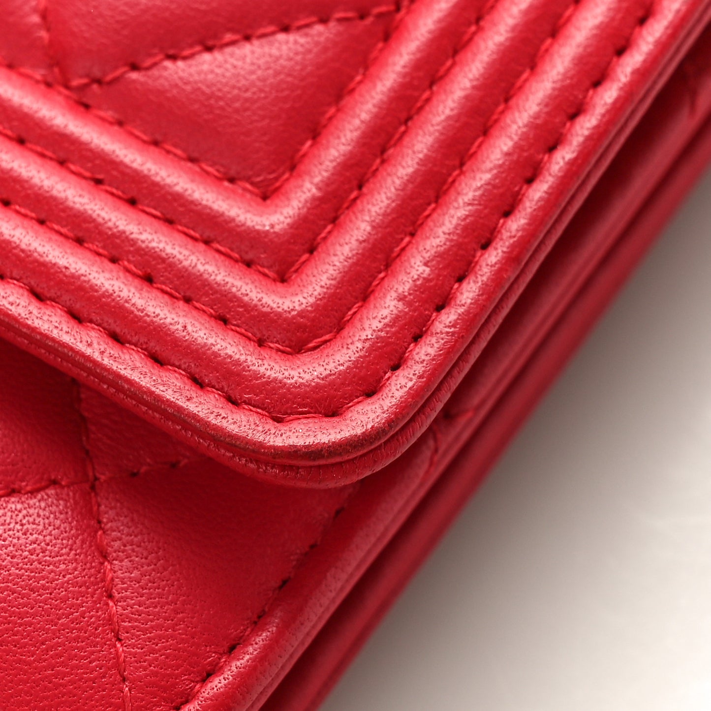 Lambskin Quilted Boy Wallet On Chain WOC Red