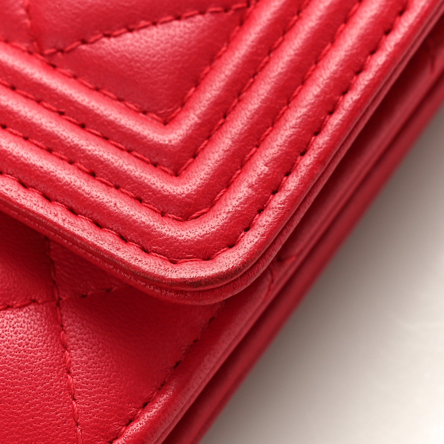 Chanel Lambskin Quilted Boy Wallet On Chain WOC Red 10 of 13