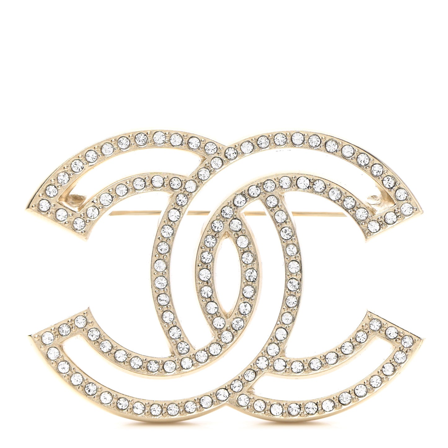 Crystal CC Brooch Light Gold