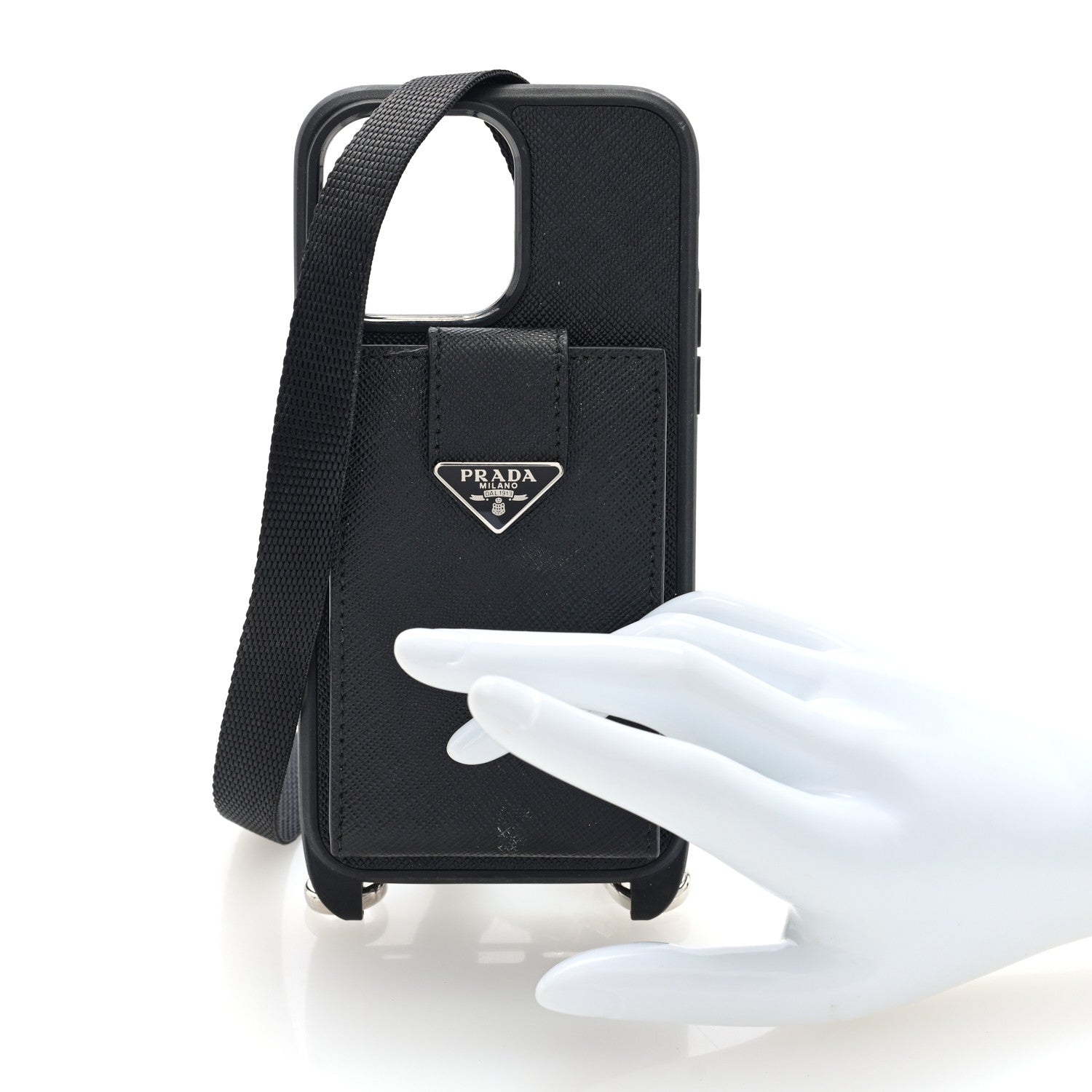 Prada Saffiano iPhone 16 Pro Max Case With Strap Black 2 of 7