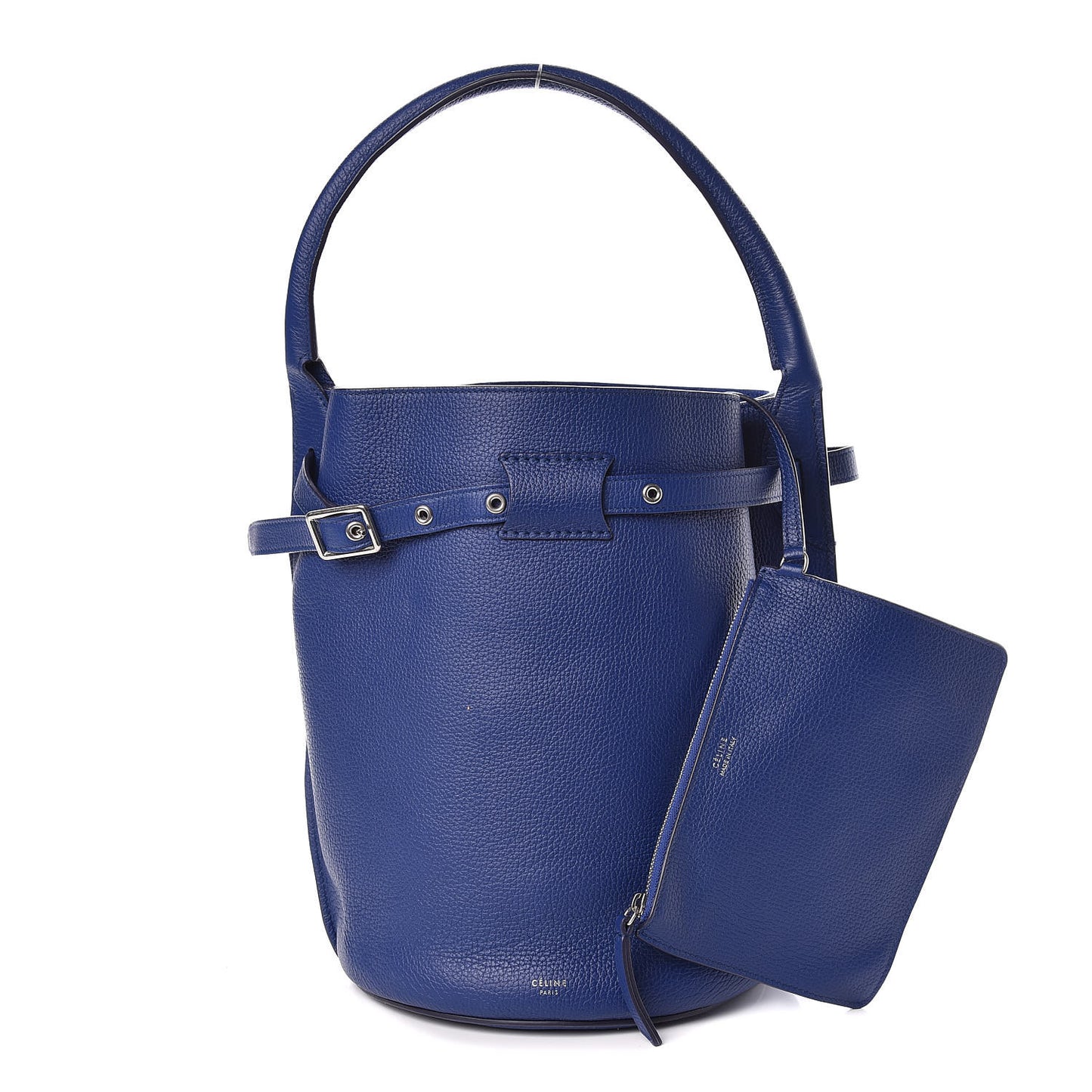 Supple Grained Calfskin Big Bag Bucket Cobalt