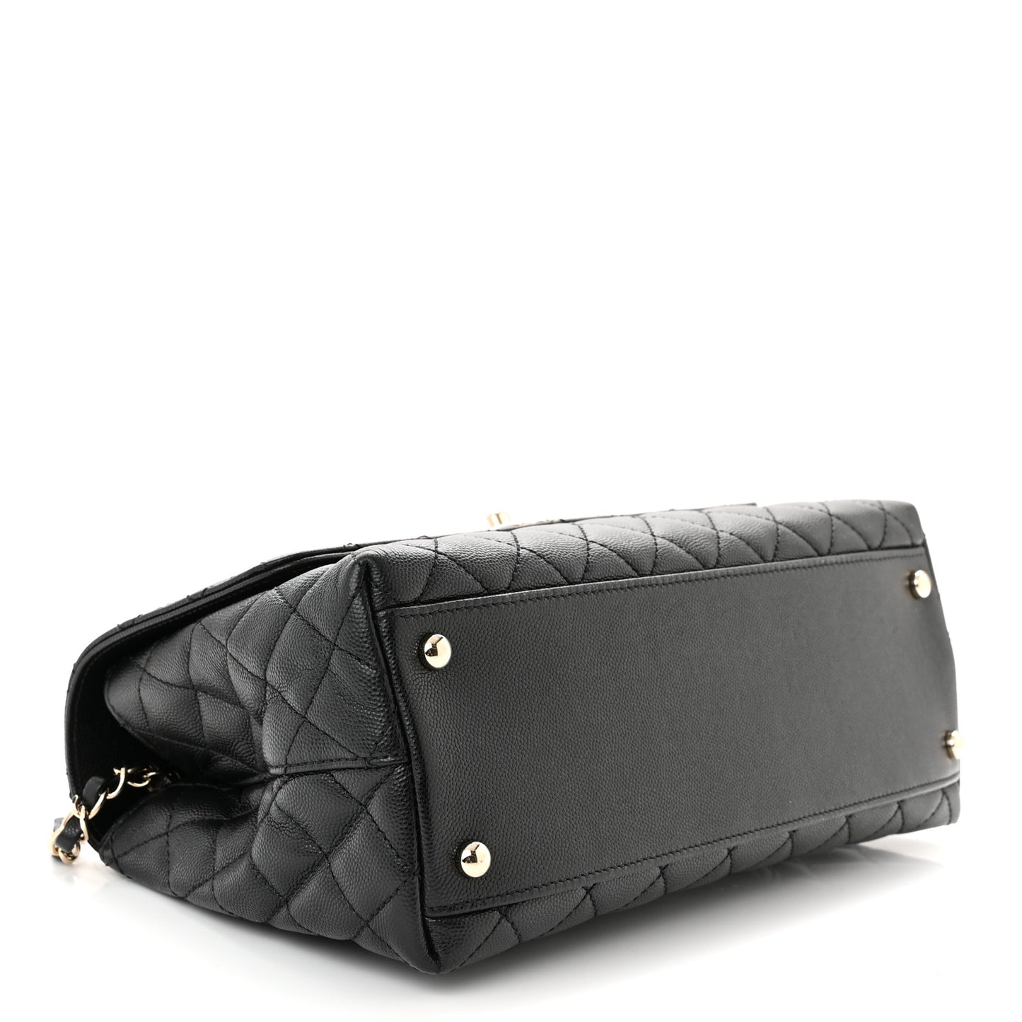 Caviar Quilted Small Coco Handle Flap Black