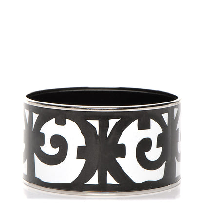 Hermes Enamel Printed Extra Wide Balcons du Guadalquivir Bracelet 70 Black 1 of 5