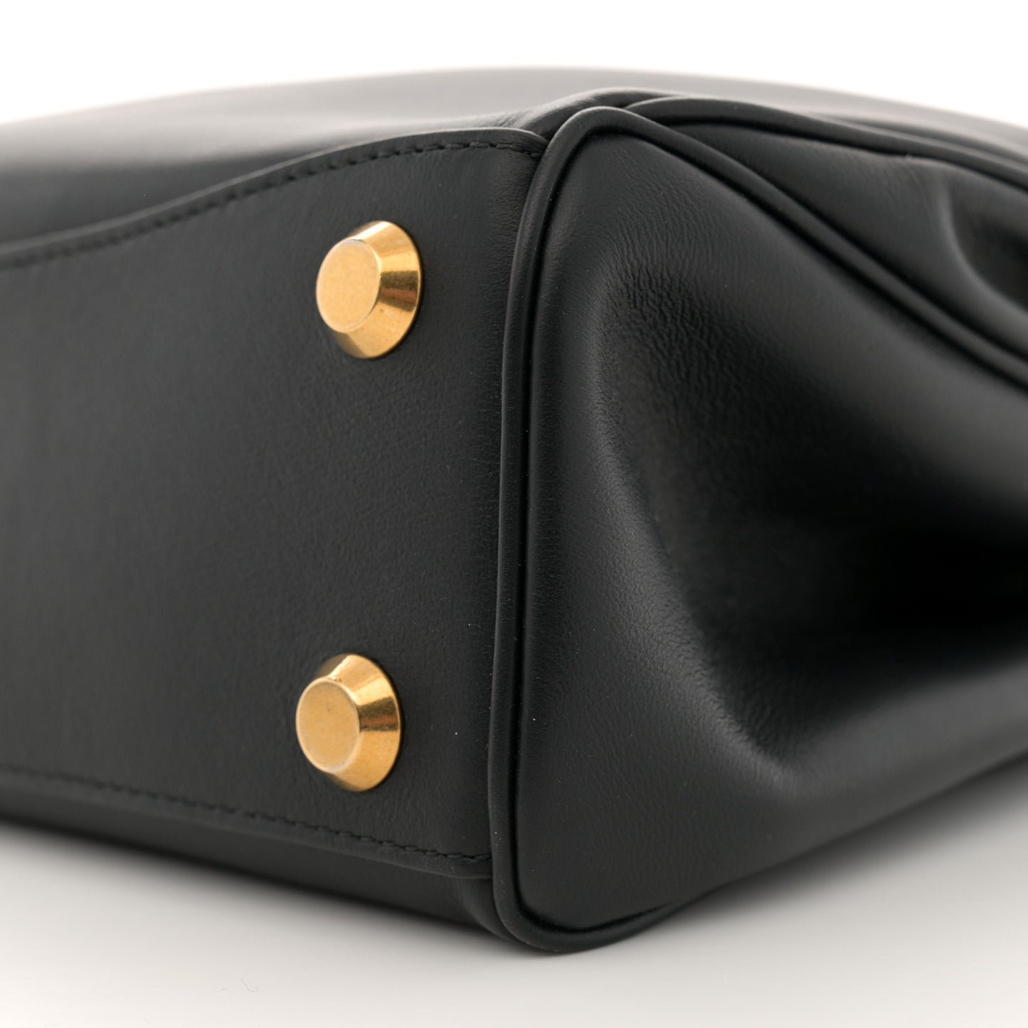 Natural Smooth Calfskin Small Rodeo Top Handle Handbag Black