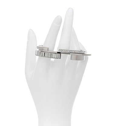 Saint Laurent Metal Crystal Stacked Bangle Bracelet Silver 2 of 5