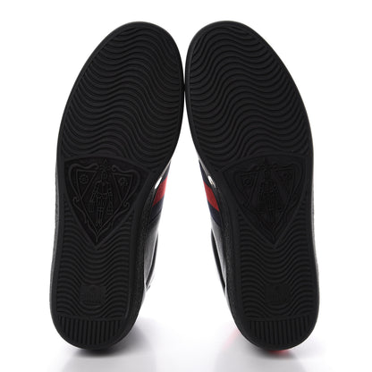 Gucci Calfskin Miro Soft Web Bee Embroidered Mens Ace High Top Sneakers 9.5 Black 6 of 10
