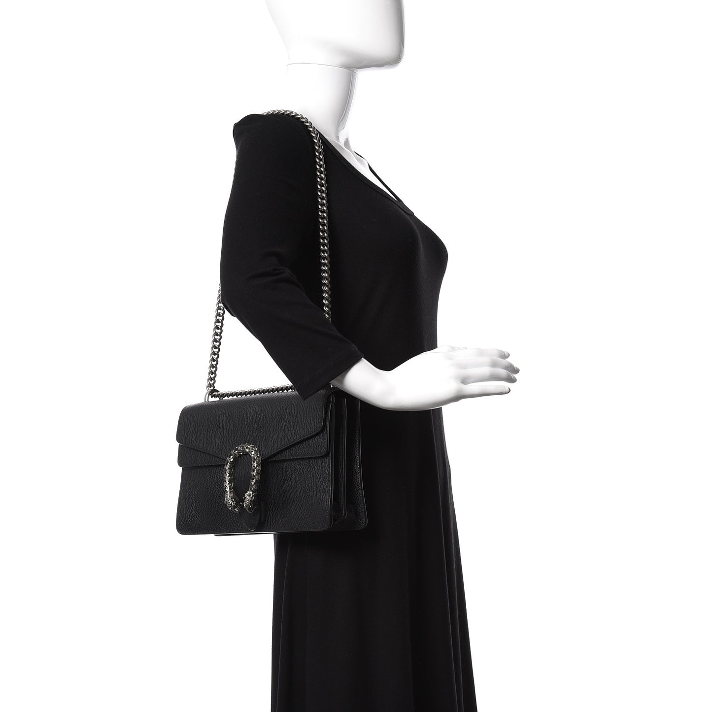 Pebbled Calfskin Small Dionysus Shoulder Bag Black