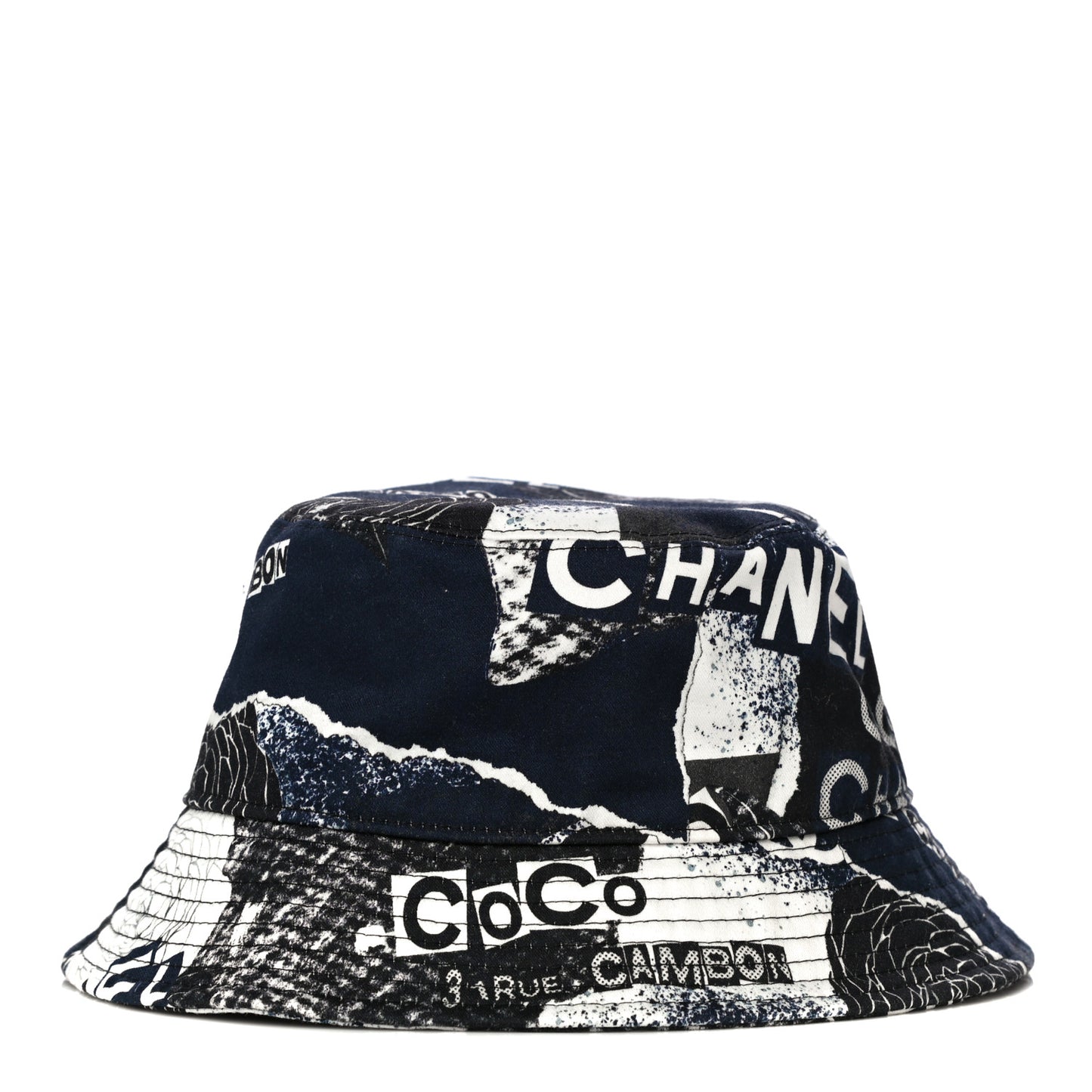Cotton Coco Print Bucket Hat L Navy Black White