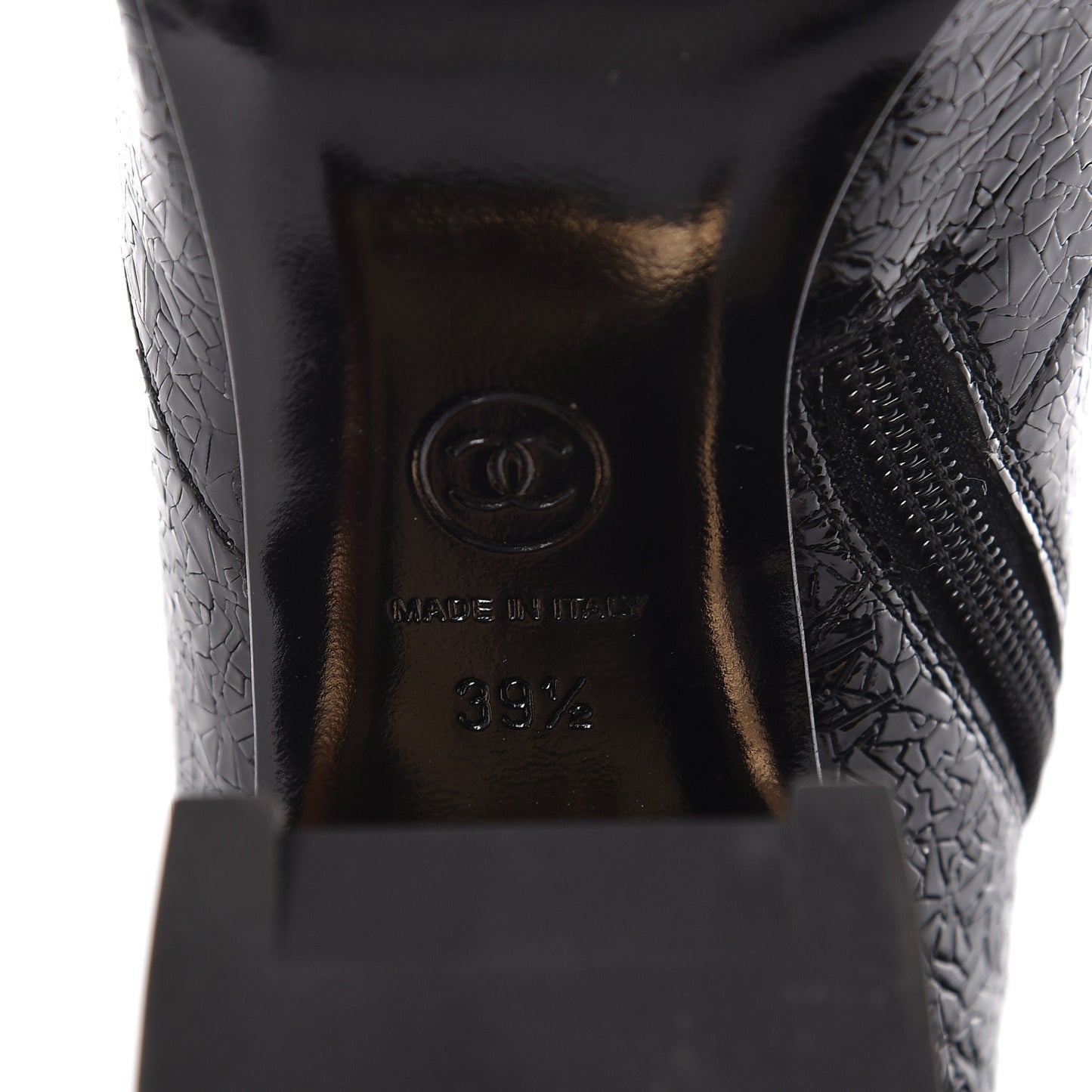 Patent Pearl Cap Toe Ankle Boots 39.5 Black
