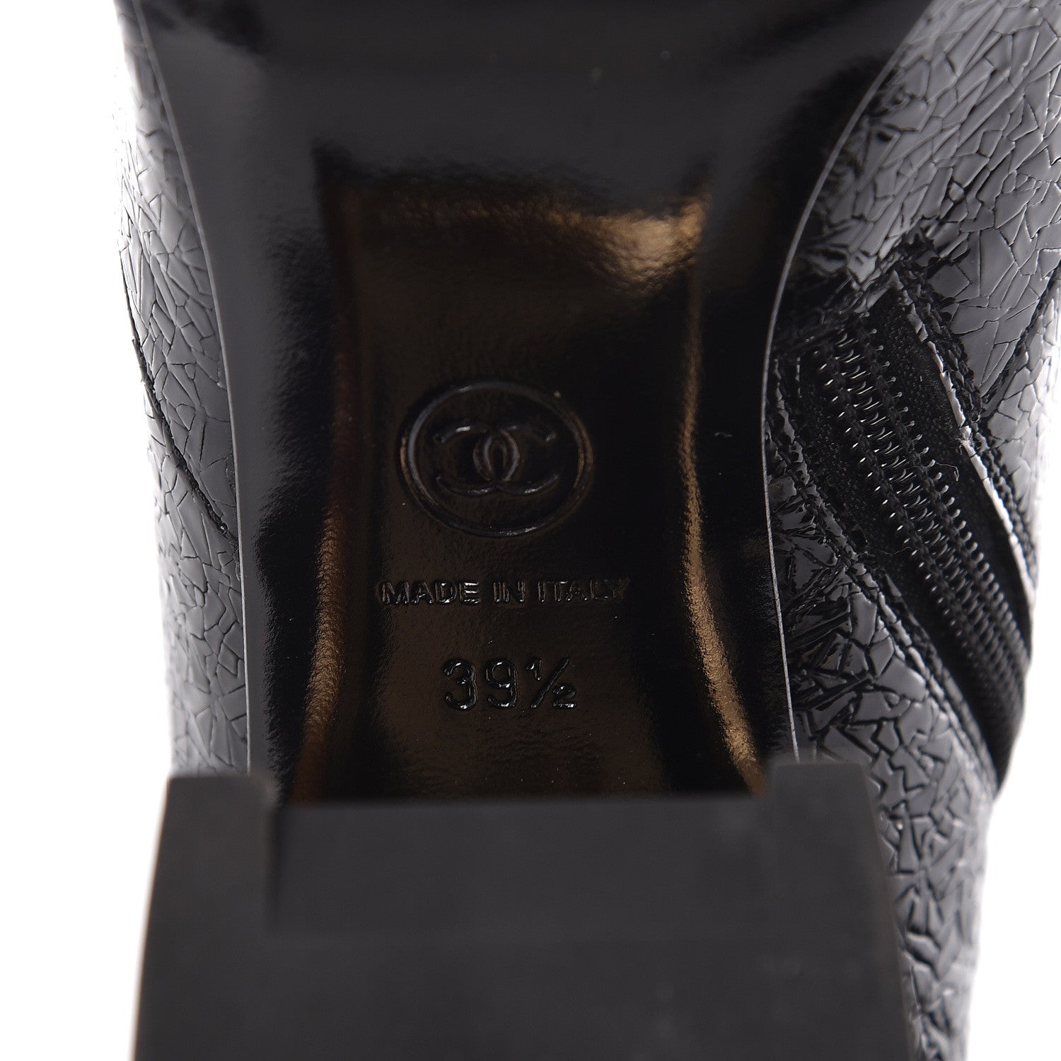 Chanel Patent Pearl Cap Toe Ankle Boots 39.5 Black 10 of 12