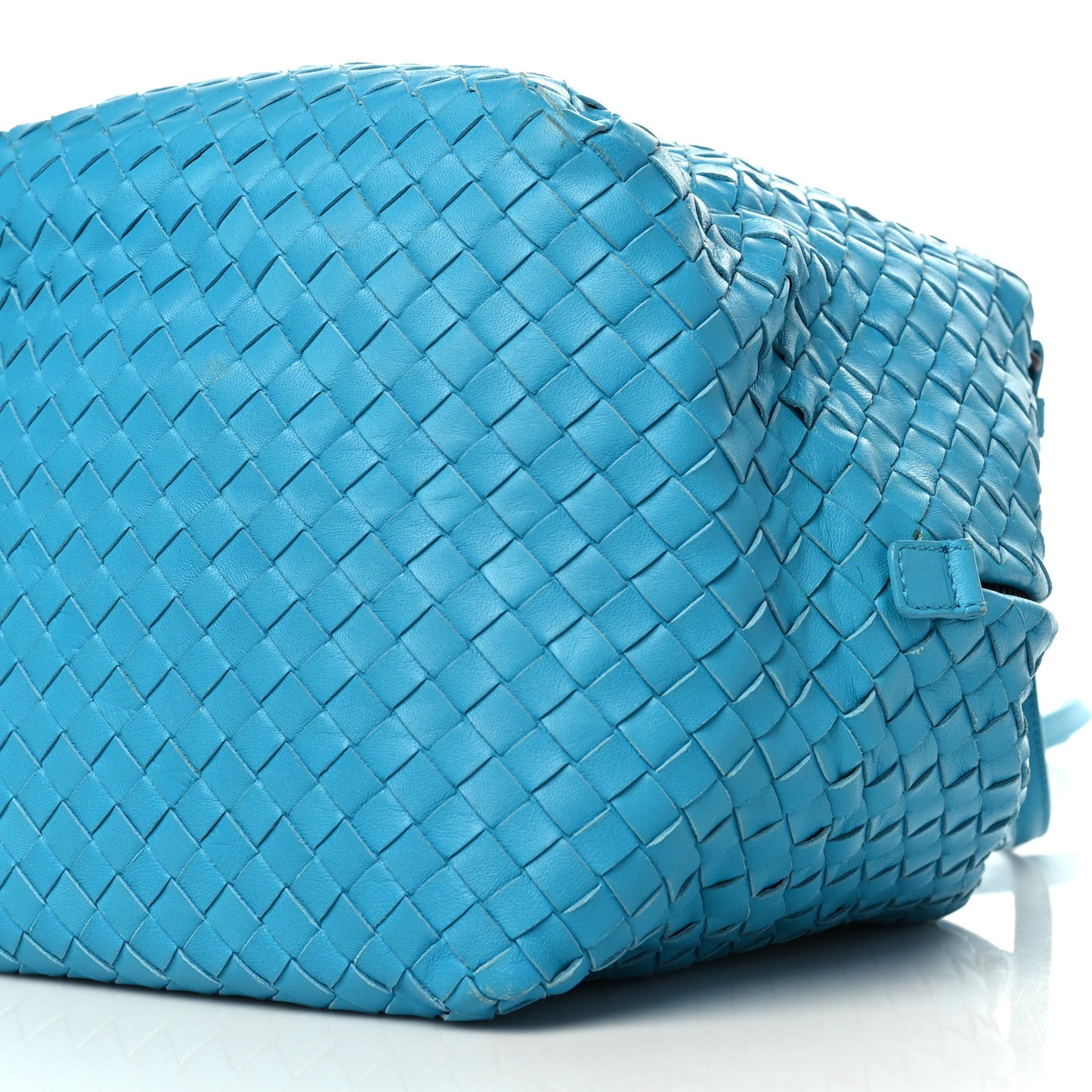Nappa Intrecciato Cube Messenger Turquoise