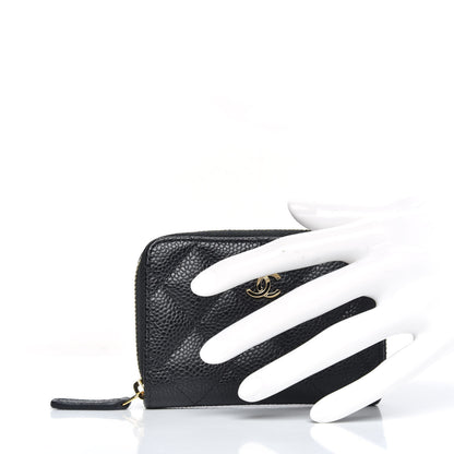 Chanel Caviar Quilted Zip Coin Purse Black 2 of 10