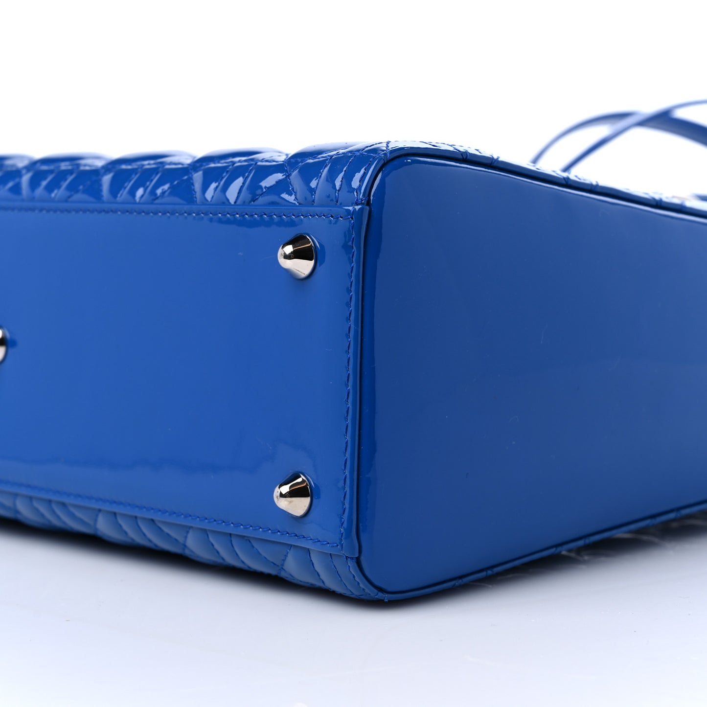 Patent Cannage Large Lady Dior Blue