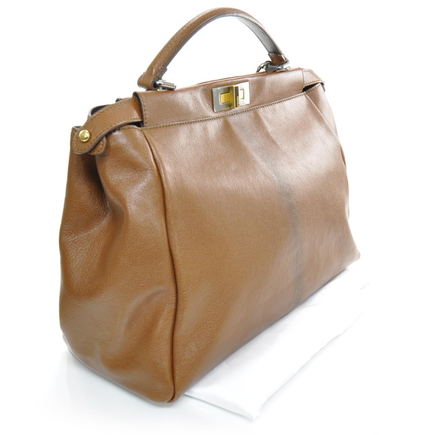 Fendi Goatskin Zucca Large Peekaboo Iconic Satchel Brown 3 of 10