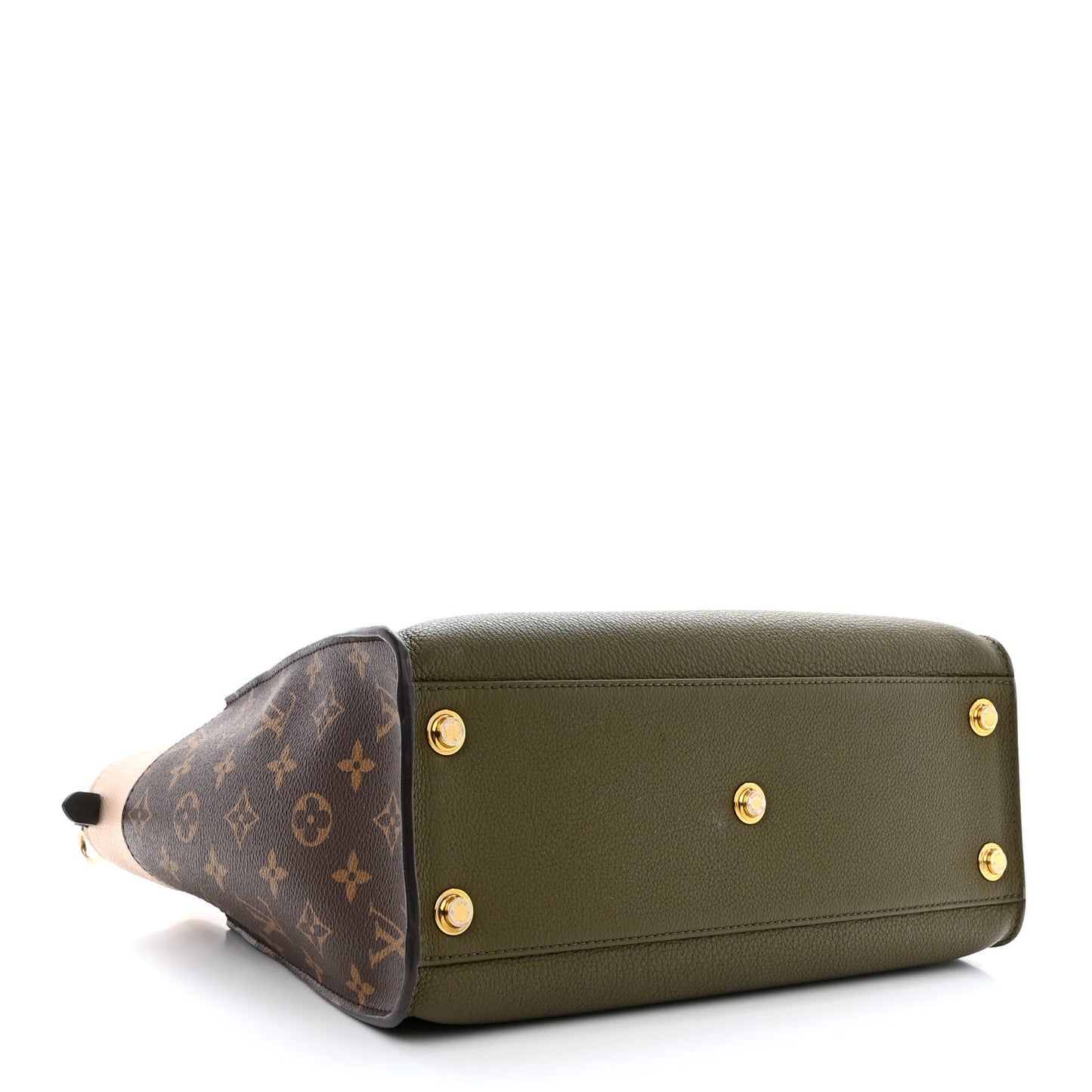 Calfskin Monogram On My Side MM Laurier Green Toffee Latte Beige