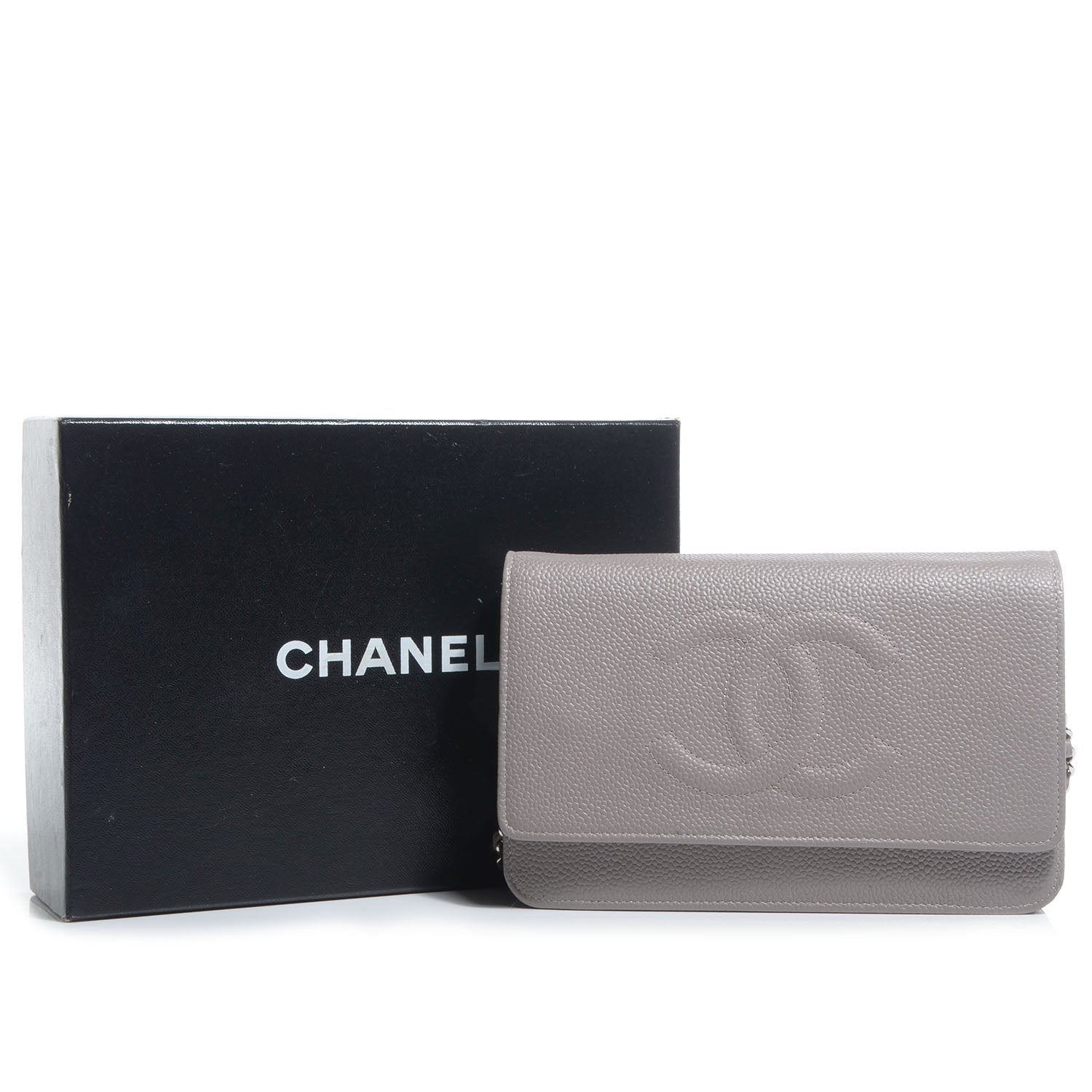 Chanel Caviar Timeless Wallet on Chain WOC Light Grey 8 of 8