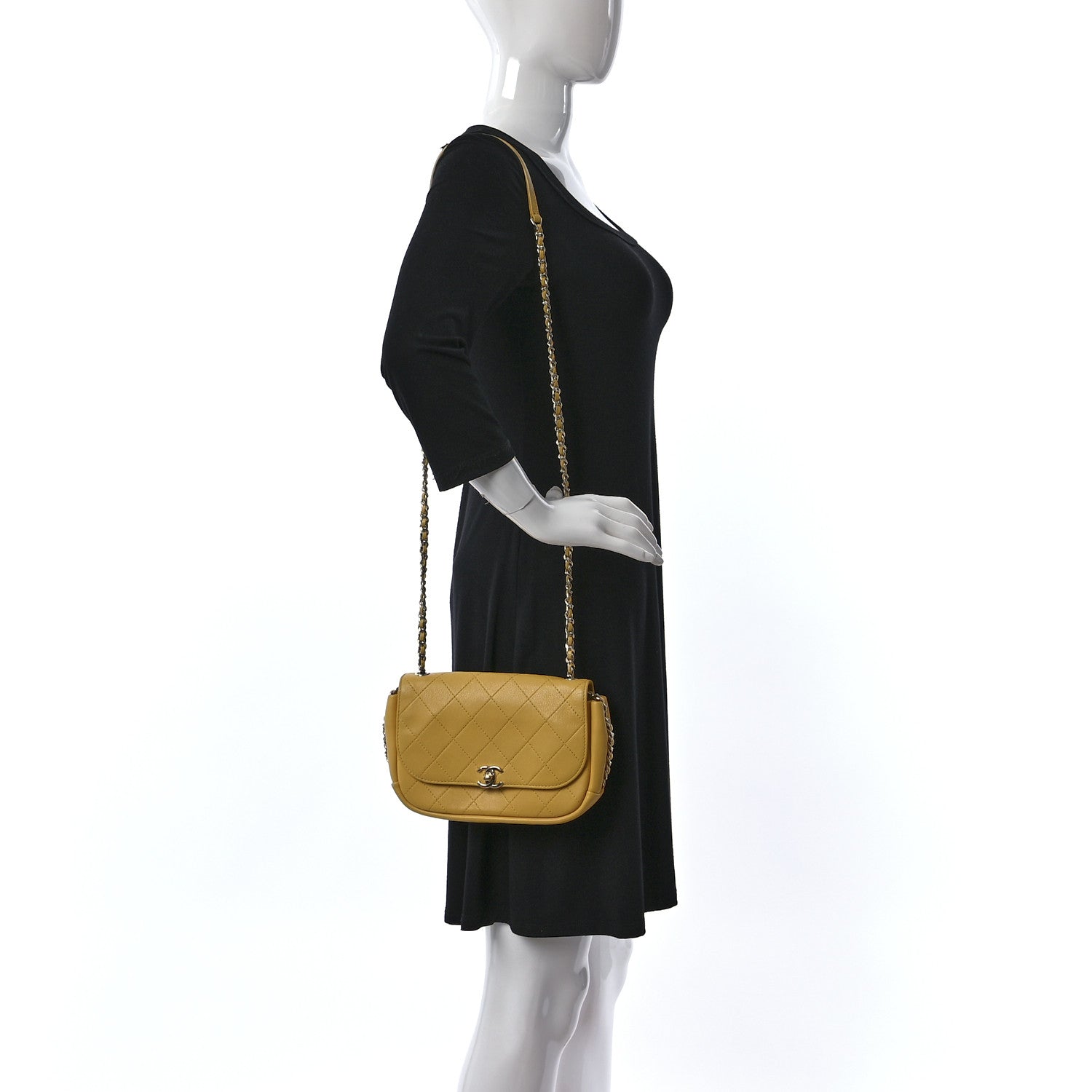 Chanel Goatskin Stitched Casual Trip Single Flap Yellow 2 of 18