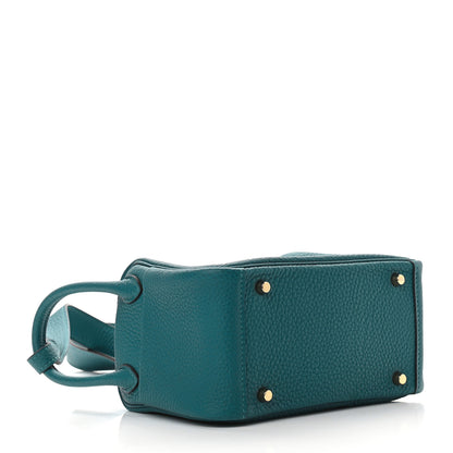 Hermes Taurillon Clemence Mini Lindy 20 Vert Bosphore 3 of 8
