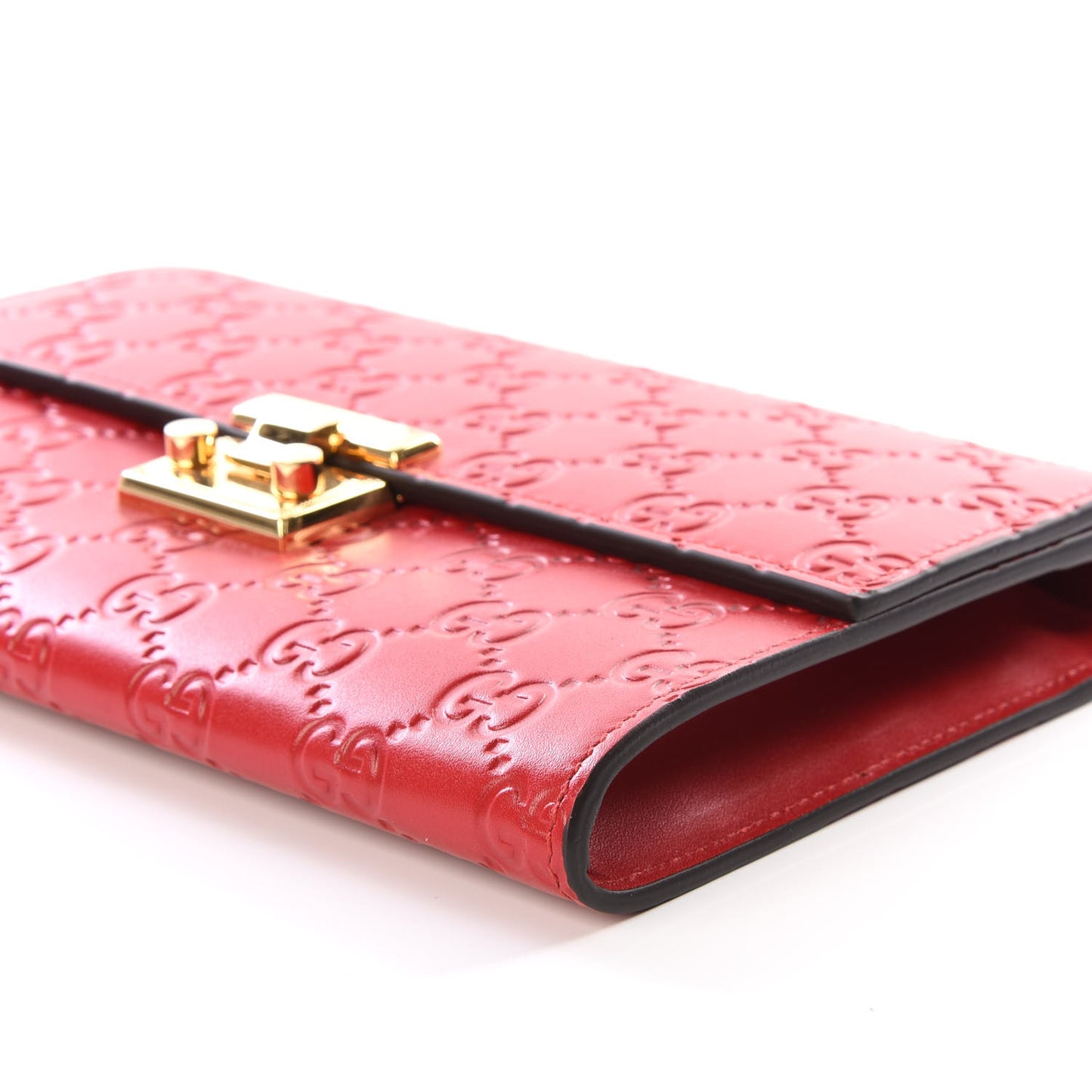 Guccissima Padlock Clutch Hibiscus Red