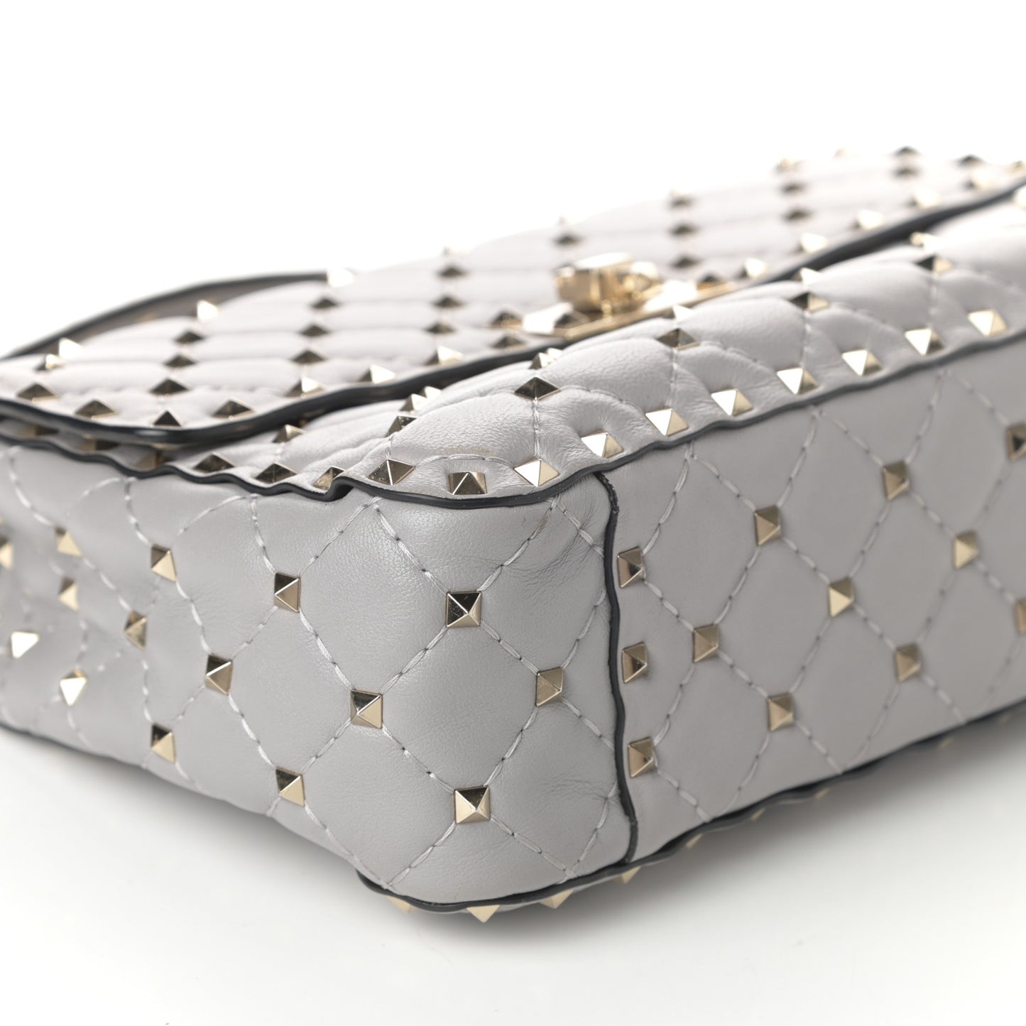 Nappa Medium Rockstud Spike Shoulder Bag Grey