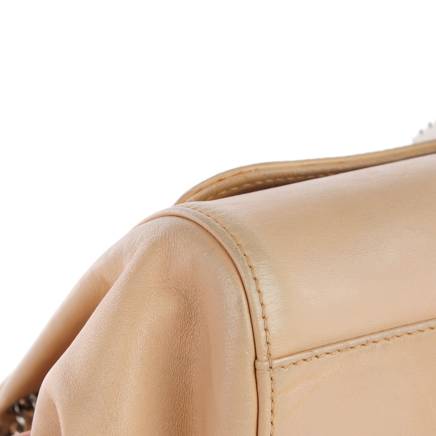 Lambskin Vertical Quilt Accordion Flap Beige