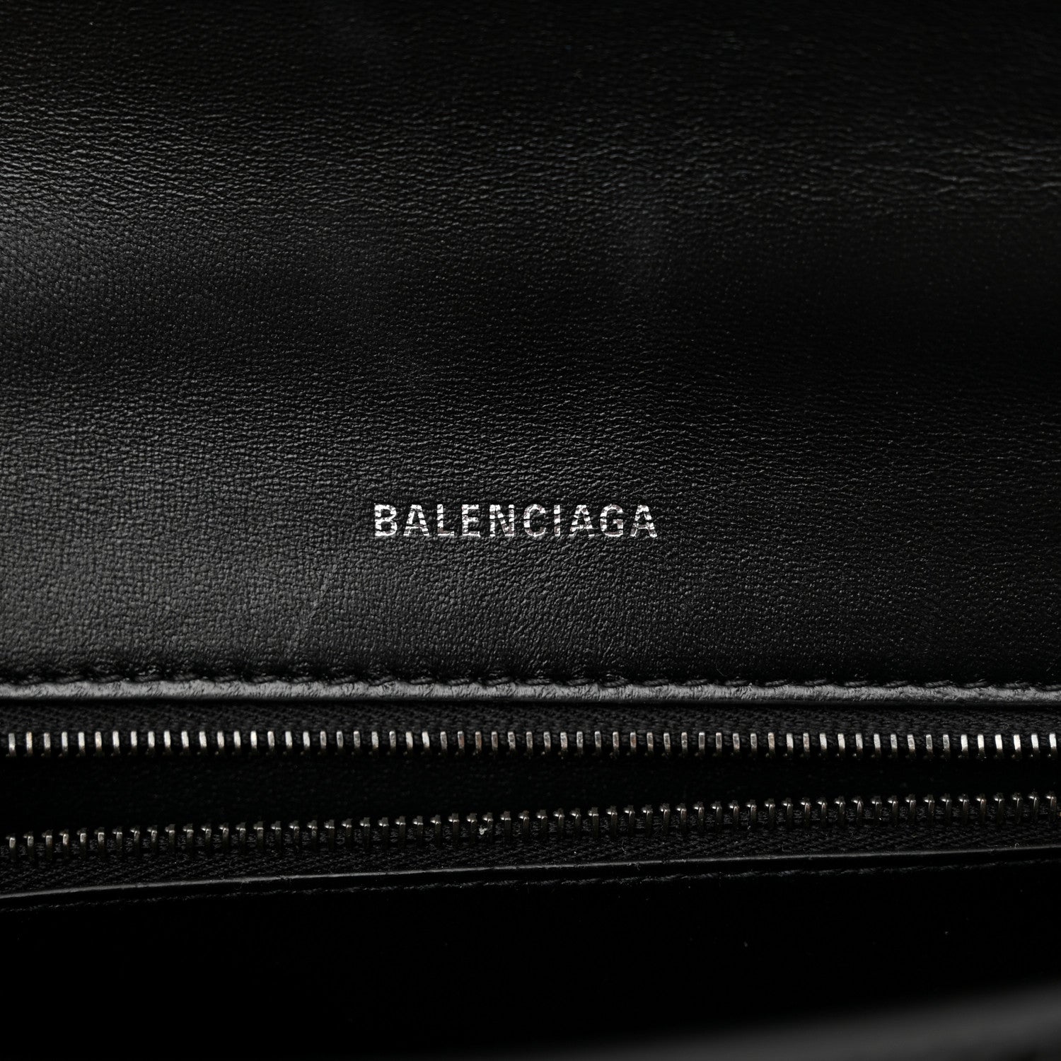 Balenciaga Shiny Calfskin Monochrome Crocodile Embossed Small Hourglass Top Handle Bag Black 5 of 10