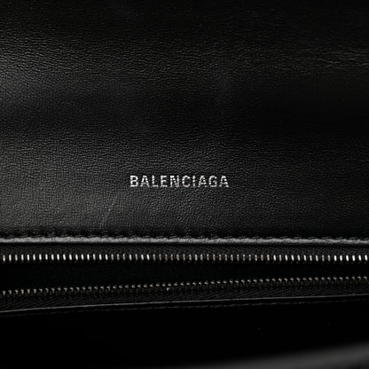 Balenciaga Shiny Calfskin Monochrome Crocodile Embossed Small Hourglass Top Handle Bag Black 5 of 10