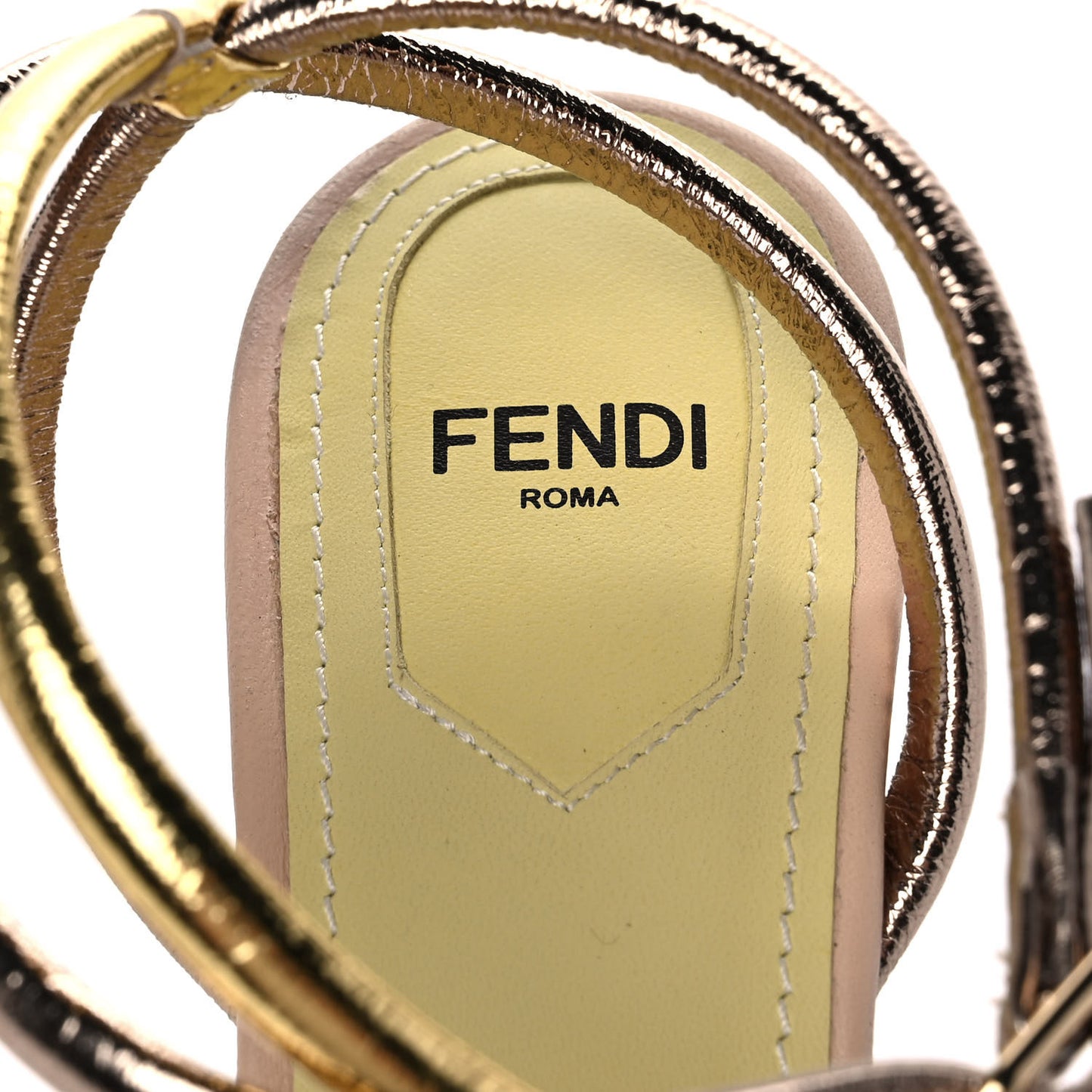 Metallic Nappa Fendi First 95mm Strappy Sandals 38 Argento Stagno Oro Champagne