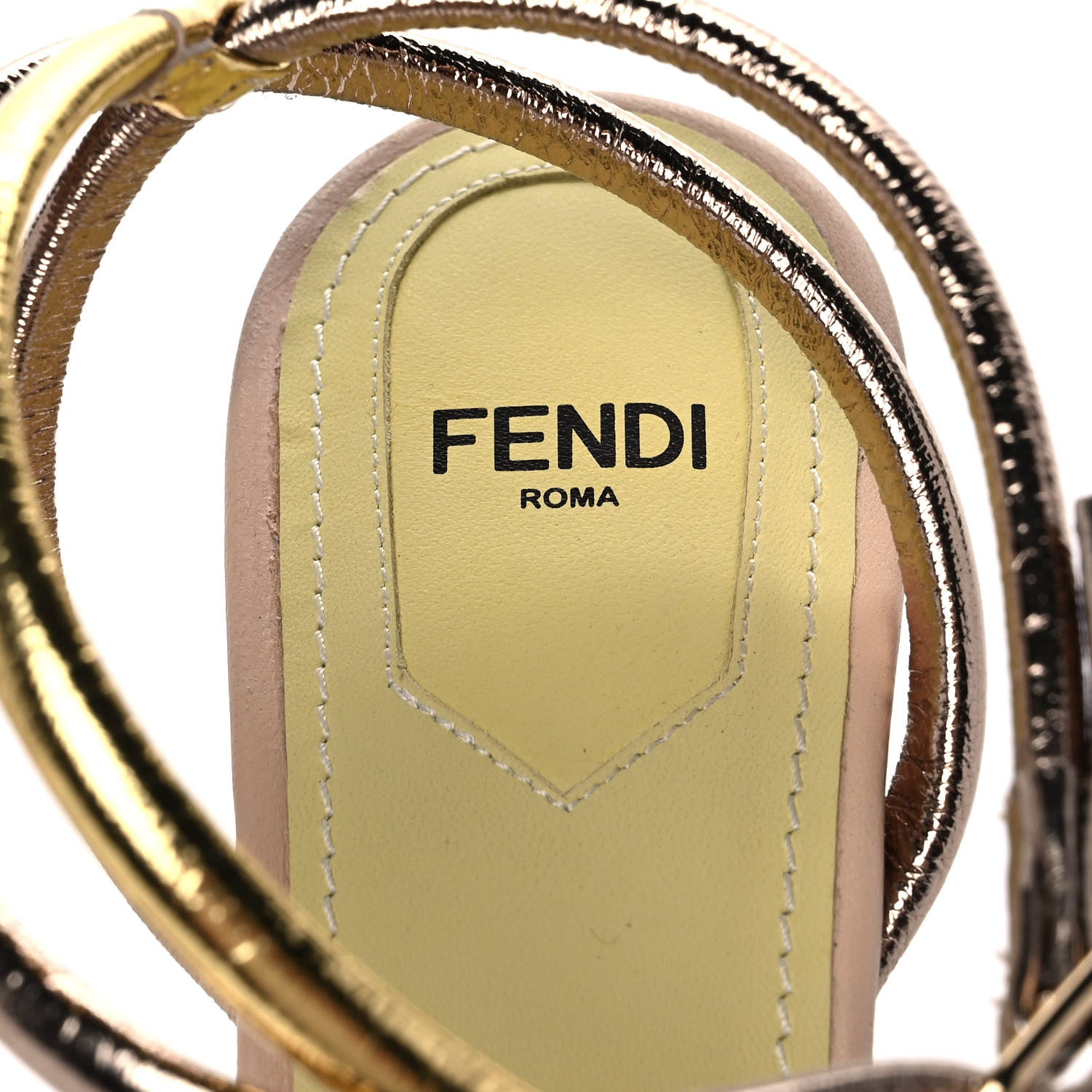 Fendi Metallic Nappa Fendi First 95mm Strappy Sandals 38 Argento Stagno Oro Champagne 7 of 8