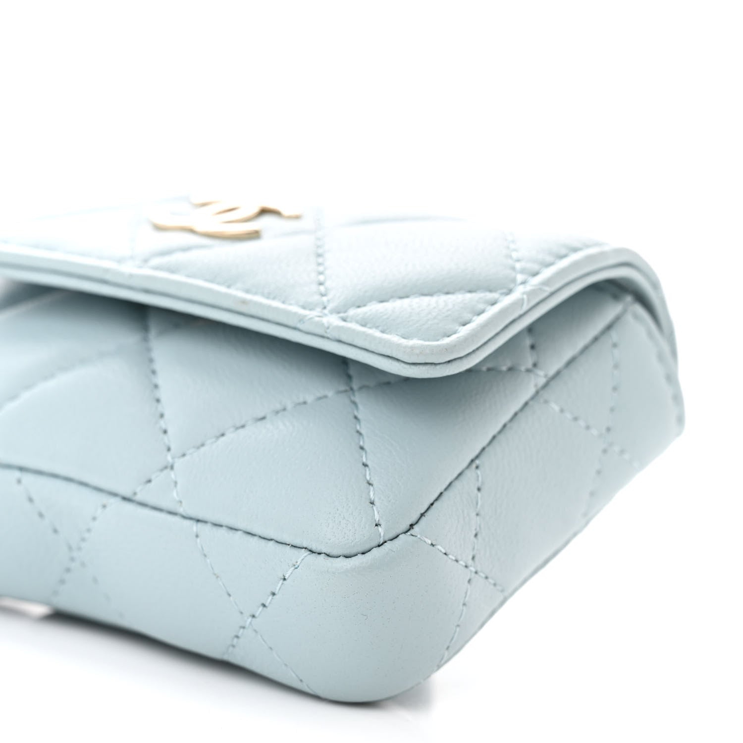 Chanel Lambskin Quilted Pearl Chain Belt Bag Light Blue 11 of 11