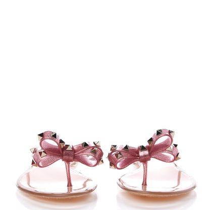 Valentino Garavani PVC Jelly Glitter Rockstud Bow Thong Sandals 41 Pink 2 of 8
