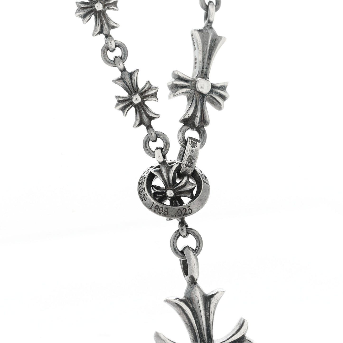 Sterling Silver Lariat Cross Pendant Necklace
