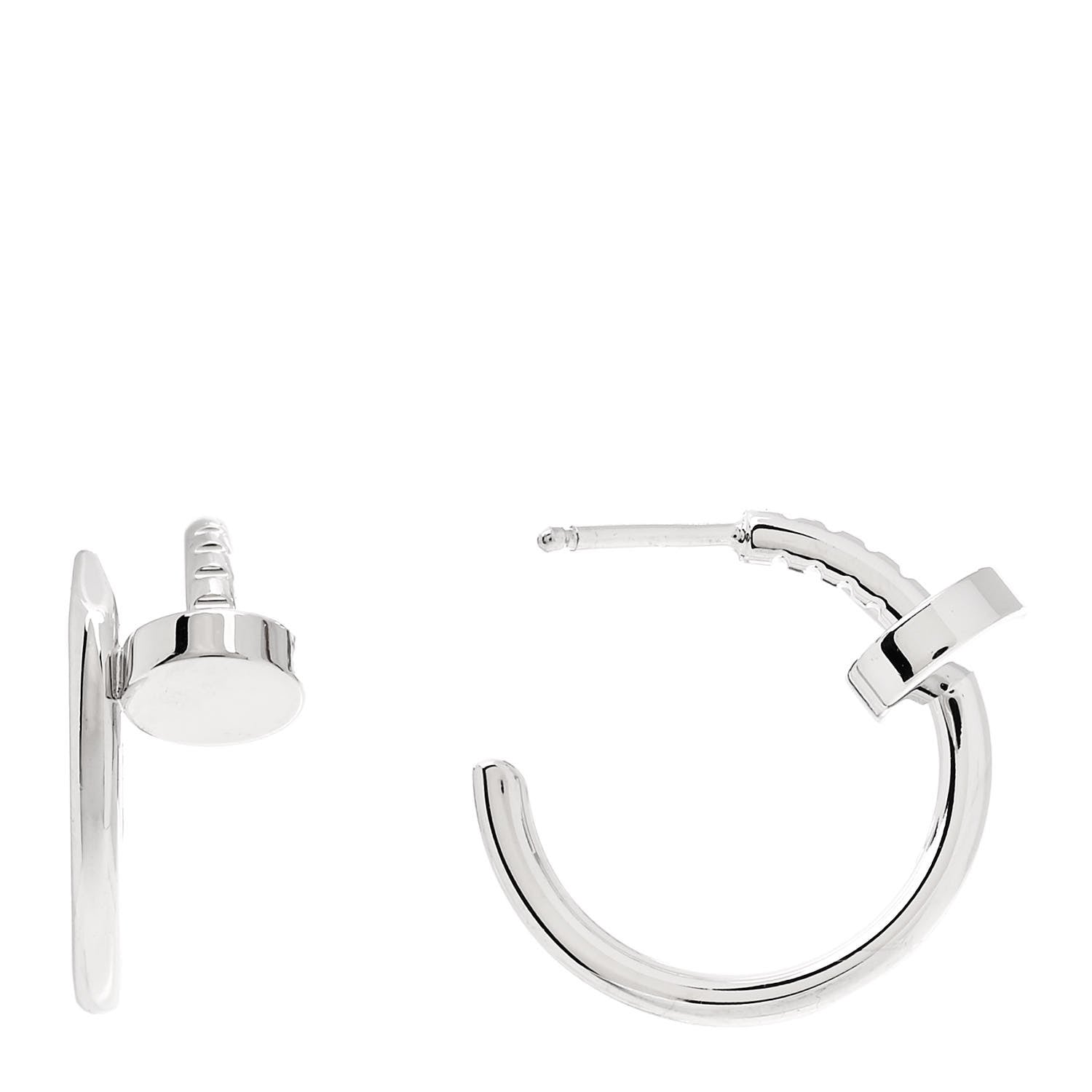 Cartier 18K White Gold Juste Un Clou Hoop Earrings 1 of 6