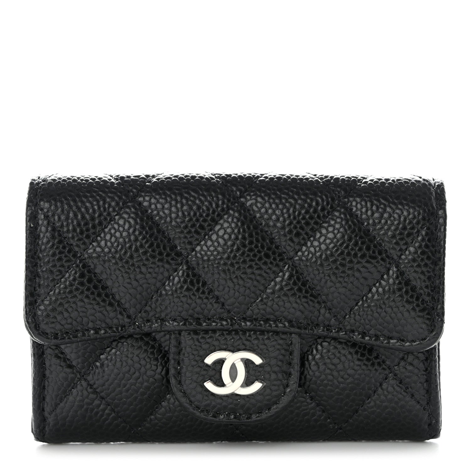 Chanel Caviar Quilted Flap Card Holder Wallet Black 1 of 8