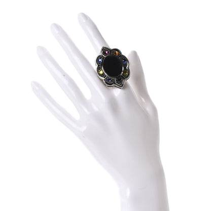 Gucci Metal Crystal Velvet Resin Ring 6 Aged Silver Multicolor 2 of 5