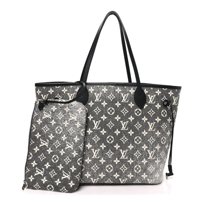 Louis Vuitton Denim Monogram Jacquard Neverfull MM Grey 3 of 11