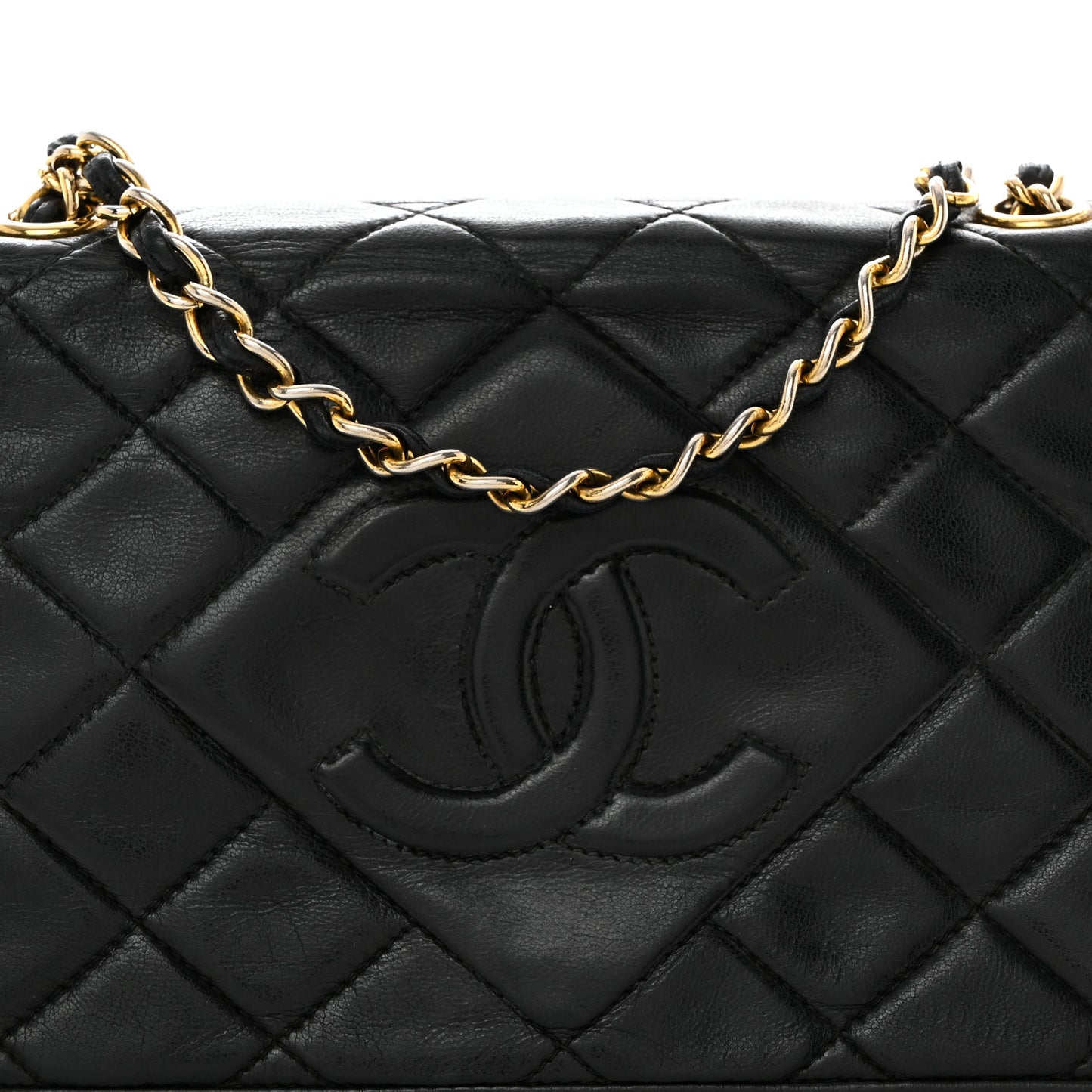 Lambskin Quilted Tassel Camera Case Black