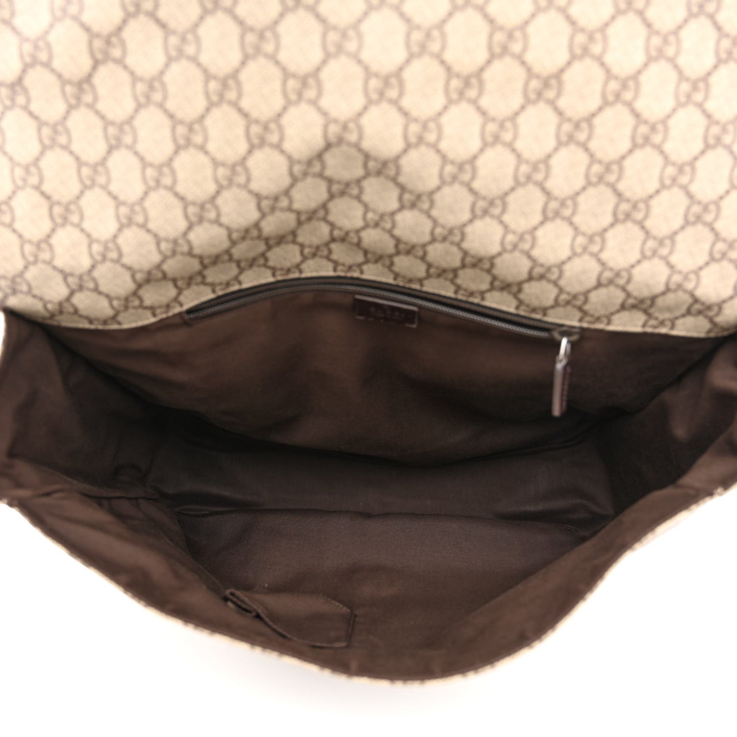 GG Plus Monogram Web Large Flap Messenger Bag Beige Dark Brown